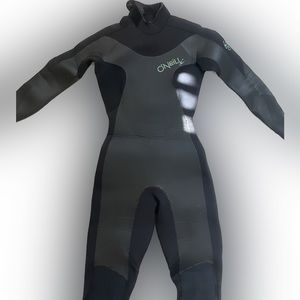 Women’s O’Neill Size S Thick Fitted Black Zip Up Wetsuit with Velcro Neck